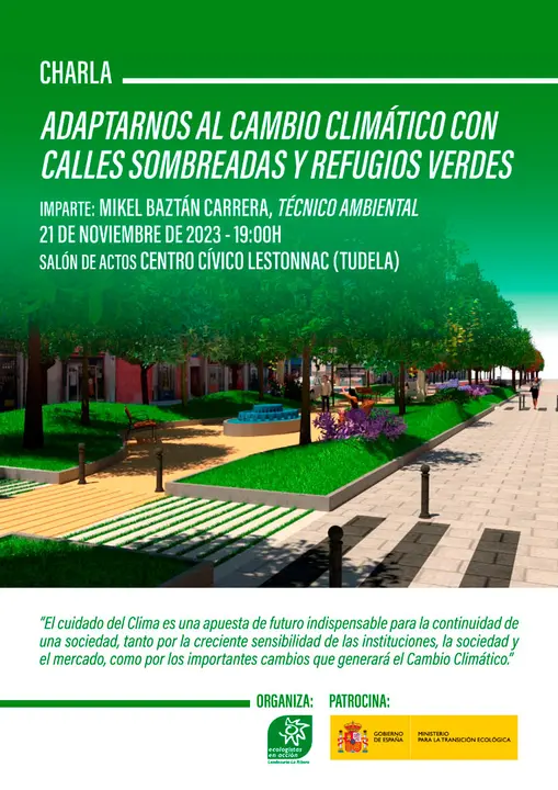 Charla en Tudela &lsquo;Adaptarnos al cambio clim&aacute;tico con calles sombreadas y refugios verdes&rsquo;