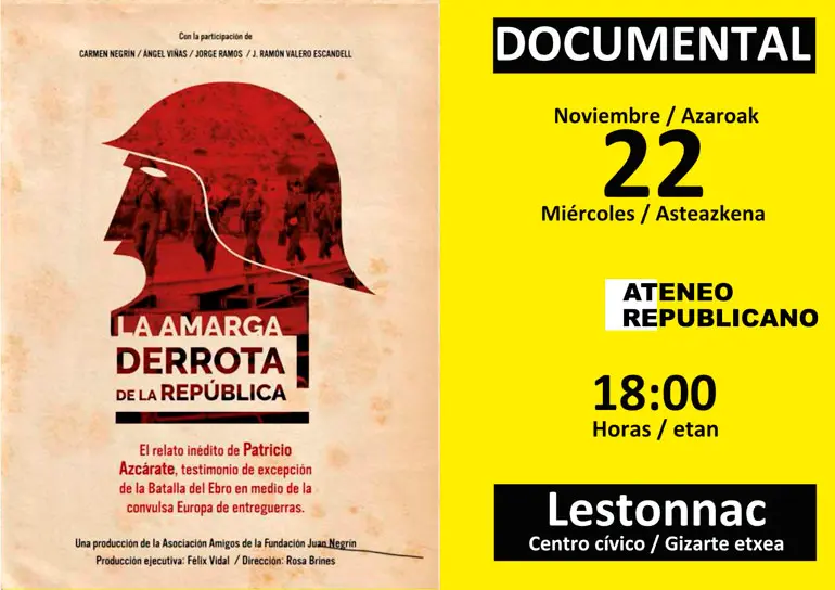 Presentaci&oacute;n en Tudela del documental &lsquo;La amarga derrota de la Rep&uacute;blica&rsquo;