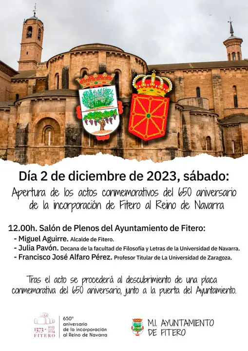 650 aniversario de la incorporaci&oacute;n de Fitero al Reino de Navarra