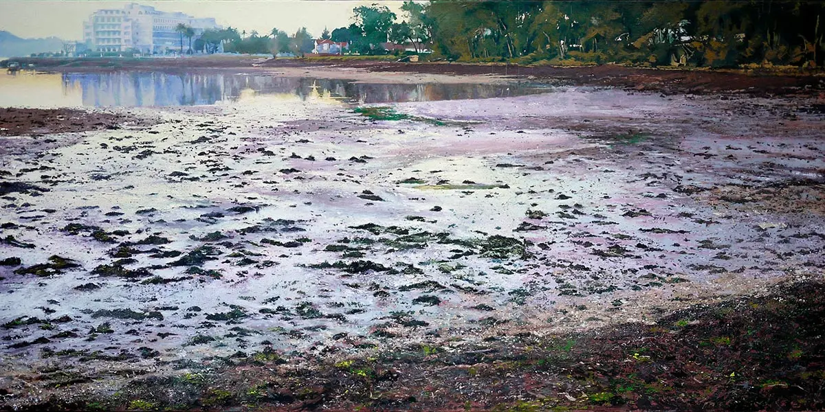 La pintura ganadora 'Amanecer en la Toja'
