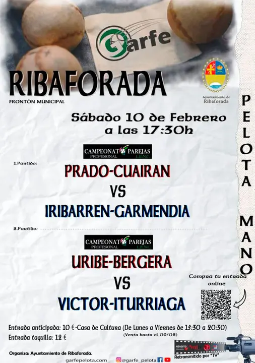 Partidos en Ribaforada de Pelota Mano