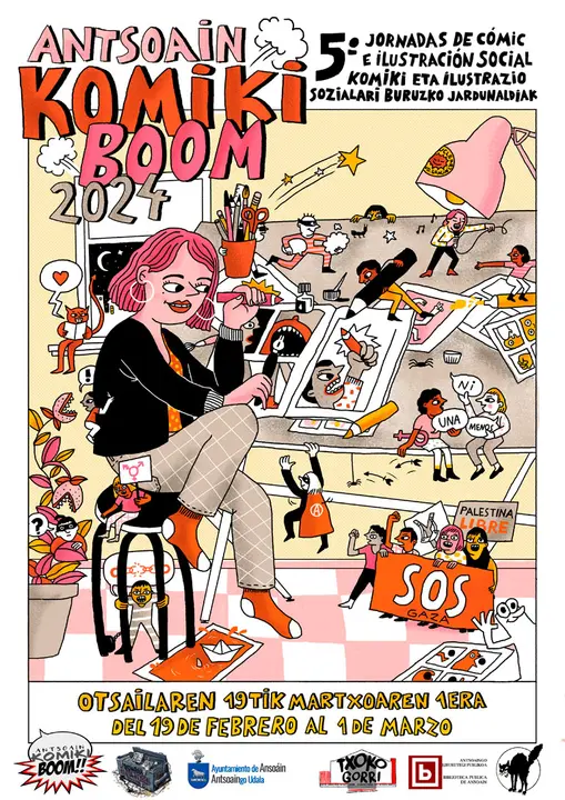 V Jornadas de c&oacute;mic e ilustraci&oacute;n social &lsquo;Antsoain Komiki Boom&rsquo; 2024 en Anso&aacute;in