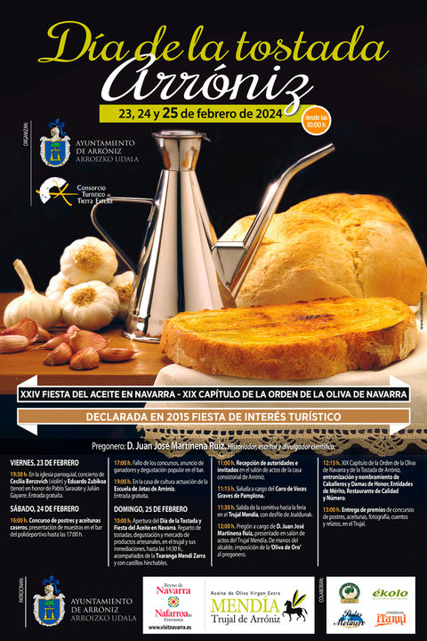 Día de la Tostada y Fiesta del Aceite de Navarra 2024 en Arróniz