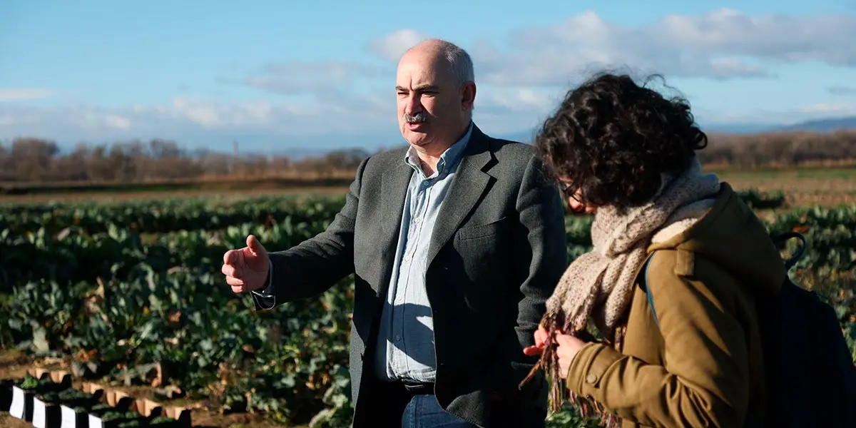 El consejero de Desarrollo Rural, Jos&eacute; Mari Aierdi, durante la presentaci&oacute;n de STRATUS en Cadreita