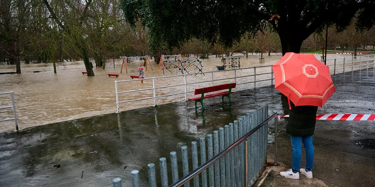El r&iacute;o Arga a su paso por Pamplona esta ma&ntilde;ana