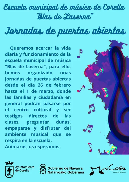 Jornadas de puertas abiertas de la Escuela Municipal de M&uacute;sica &lsquo;Blas de Laserna&rsquo; 2024 en Corella