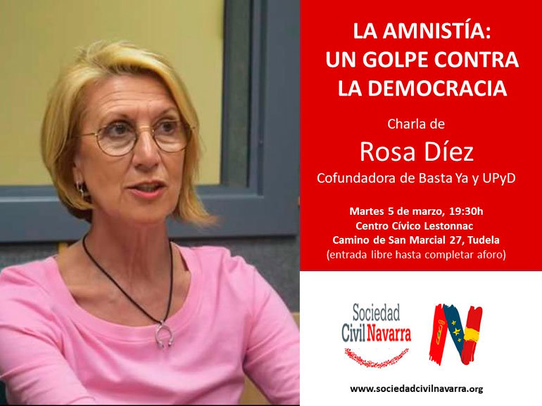 Conferencia en Tudela ‘La amnistía un golpe contra la democracia’ a cargo de Rosa Díez
