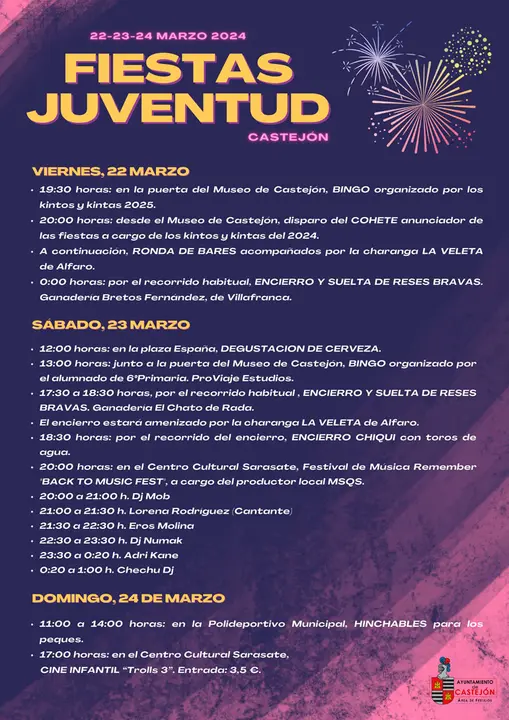 Programa de las Fiestas de la juventud 2024 en Castej&oacute;n