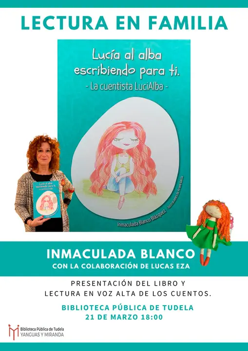 Lectura en familia en Tudela del libro &lsquo;Luc&iacute;a al alba escribiendo para ti&rsquo; de Inmaculada Blanco
