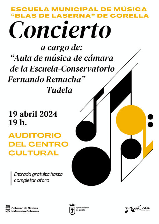 Concierto en Corella a cargo del Aula de música de cámara de la Escuela Conservatorio Fernando Remacha de Tudela