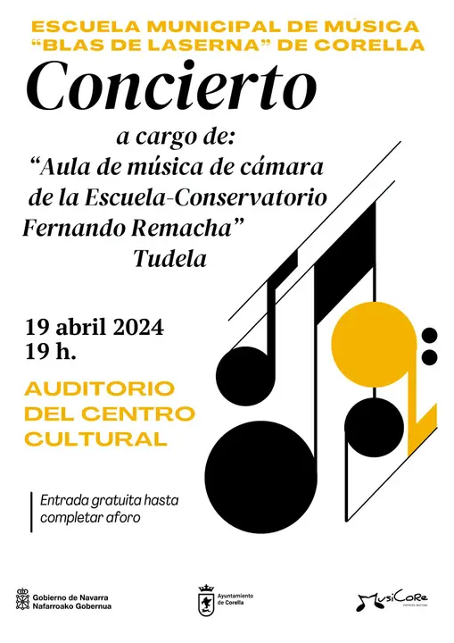 Concierto en Corella a cargo del Aula de m&uacute;sica de c&aacute;mara de la Escuela Conservatorio Fernando Remacha de Tudela