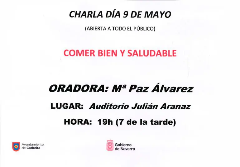 Charla en Cadreita &lsquo;Comer bien y saludable&rsquo;