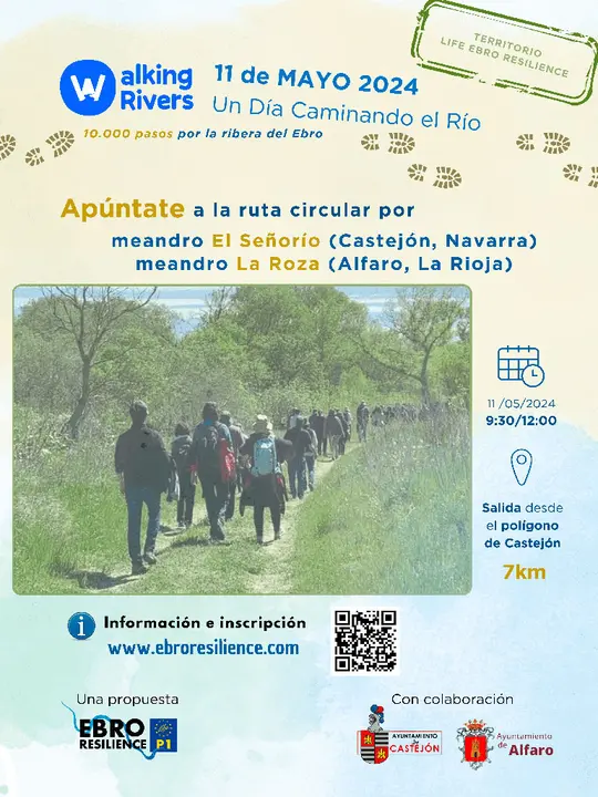 Ruta guiada &lsquo;WalkingRIvers&rsquo; entre el meandro de El Se&ntilde;or&iacute;o (Castej&oacute;n) y el meandro de La Roza (Alfaro)