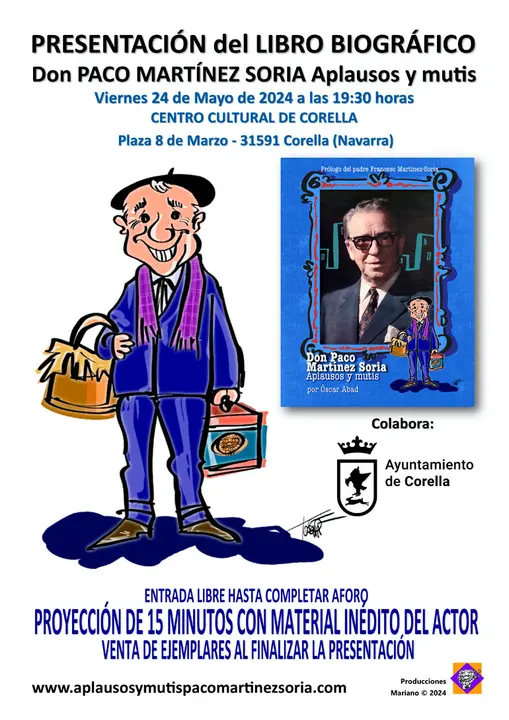Presentaci&oacute;n en Corella del libro &lsquo;Don Paco Mart&iacute;nez Soria Aplausos y mutis&rsquo; de &Oacute;scar Abad