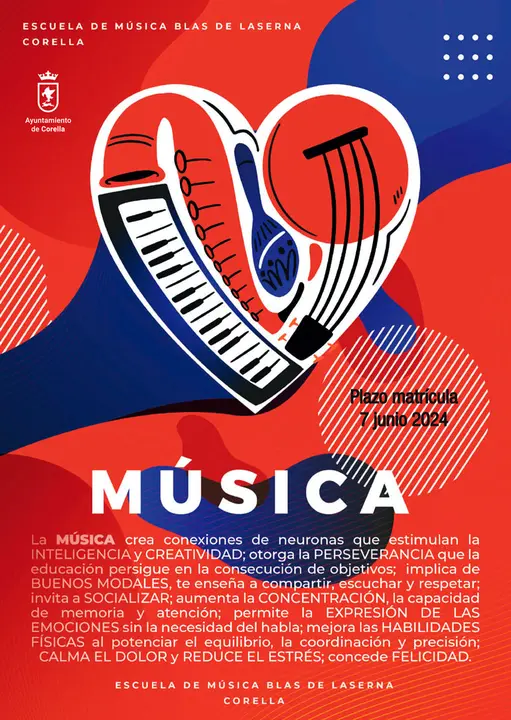 Matr&iacute;cula de la Escuela de M&uacute;sica Blas de Laserna curso 2024 25 en Corella