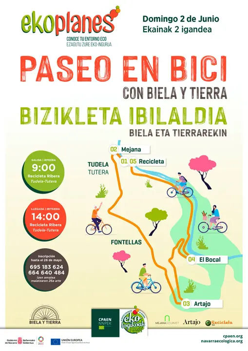Paseo en bici por la Ribera &lsquo;Ekoplanes Biela y Tierra&rsquo; 2024 en Tudela