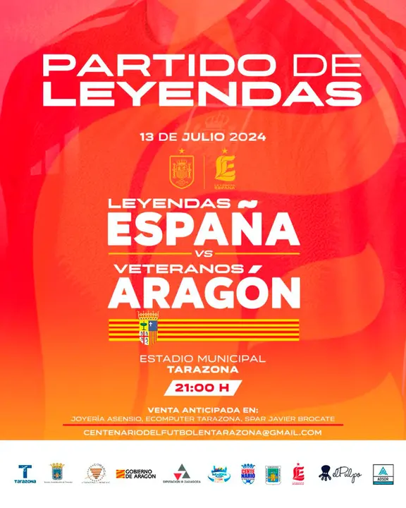 Partido en Tarazona de leyendas de f&uacute;tbol Leyendas Espa&ntilde;a vs Veteranos Arag&oacute;n