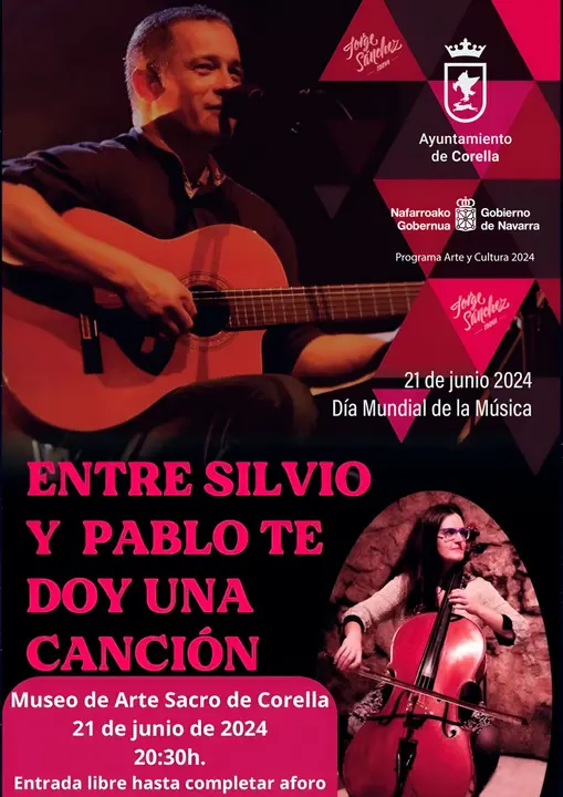 Concierto en Corella &lsquo;Entre Silvio y Pablo te doy una canci&oacute;n&rsquo; a cargo del d&uacute;o Jorge S&aacute;nchez y Eva Ni&ntilde;o