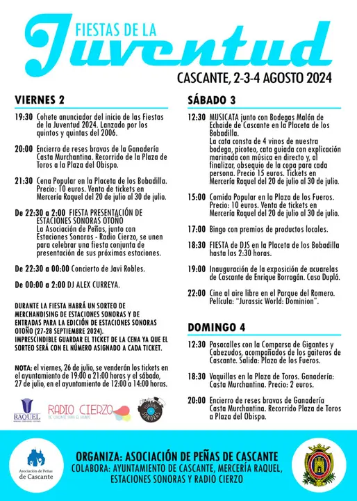 Programa de las Fiestas de la juventud 2024 en Cascante