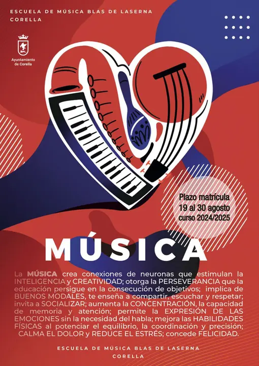 Matr&iacute;cula de la Escuela de M&uacute;sica Blas de Laserna curso 2024 25 en Corella