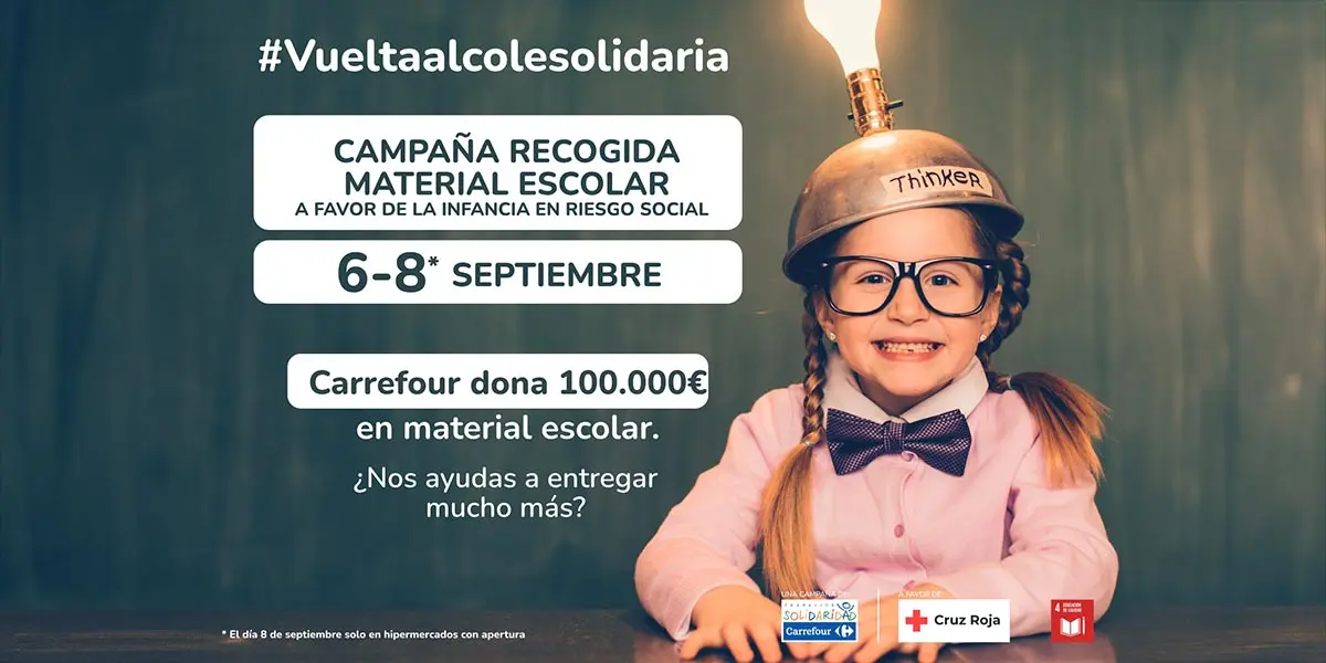 Una campa&ntilde;a de recogida de material escolar que arranca con la donaci&oacute;n directa por parte de Carrefour de 100.000 euros en material escolar