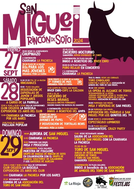 Programa de las Fiestas patronales en honor de San Miguel 2024 en Rinc&oacute;n de Soto
