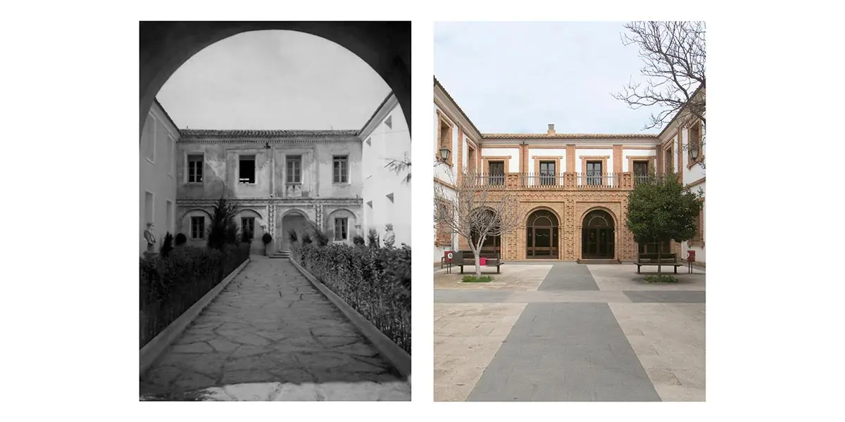 Aspecto inicial de la EASDi en el a&ntilde;o 1950 y en la actualidad