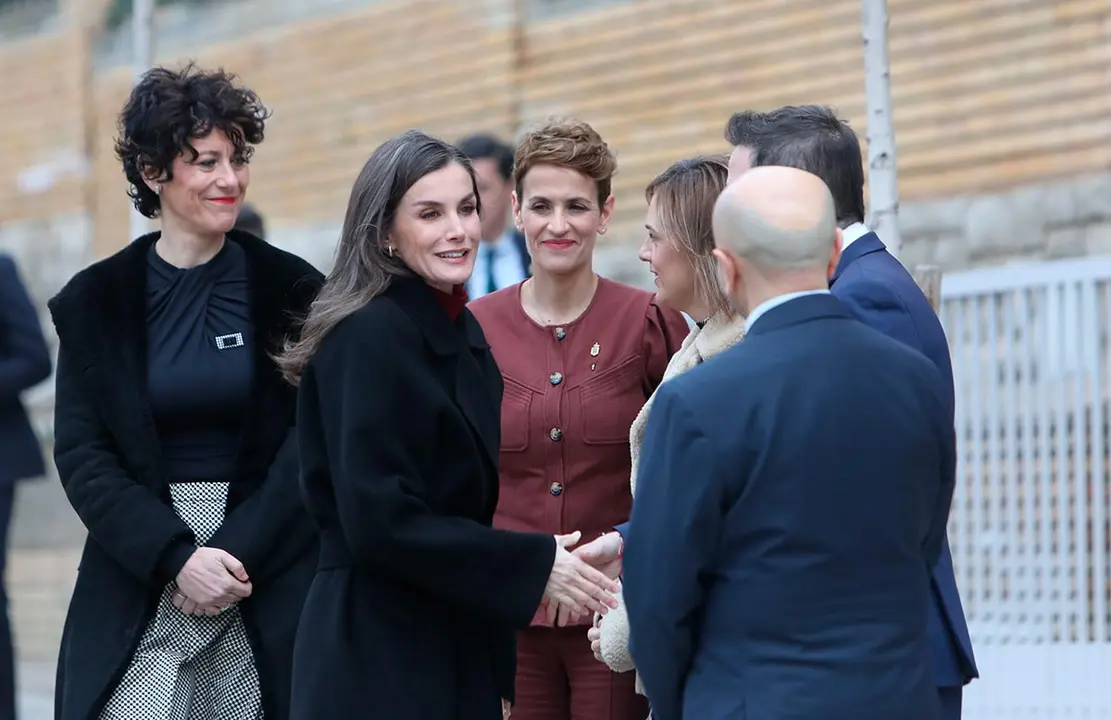 Llegada de la Reina Letizia  a la Muestra de Cine Espa&ntilde;ol de Tudela acompa&ntilde;ada por la Presidenta Chivite y la ministra Elma Saiz