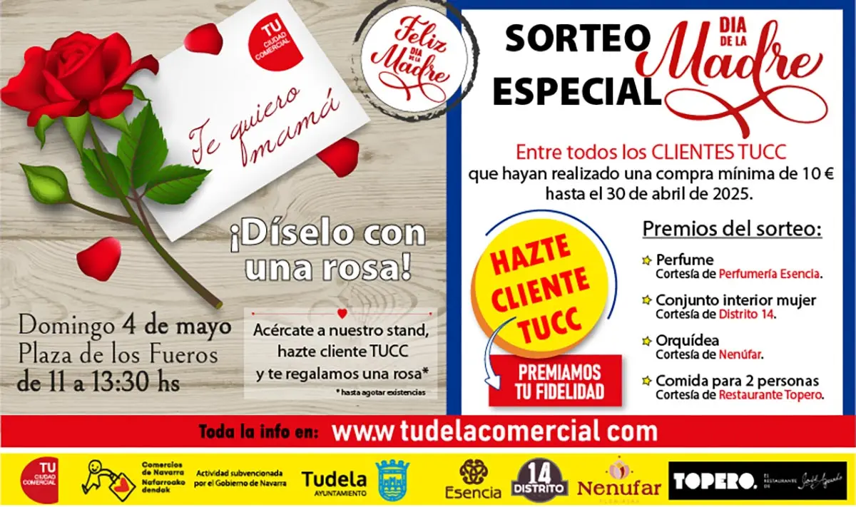 TUCC celebrar&aacute; el D&iacute;a de la Madre en Tudela con sorteo y reparto de rosas para nuevos clientes