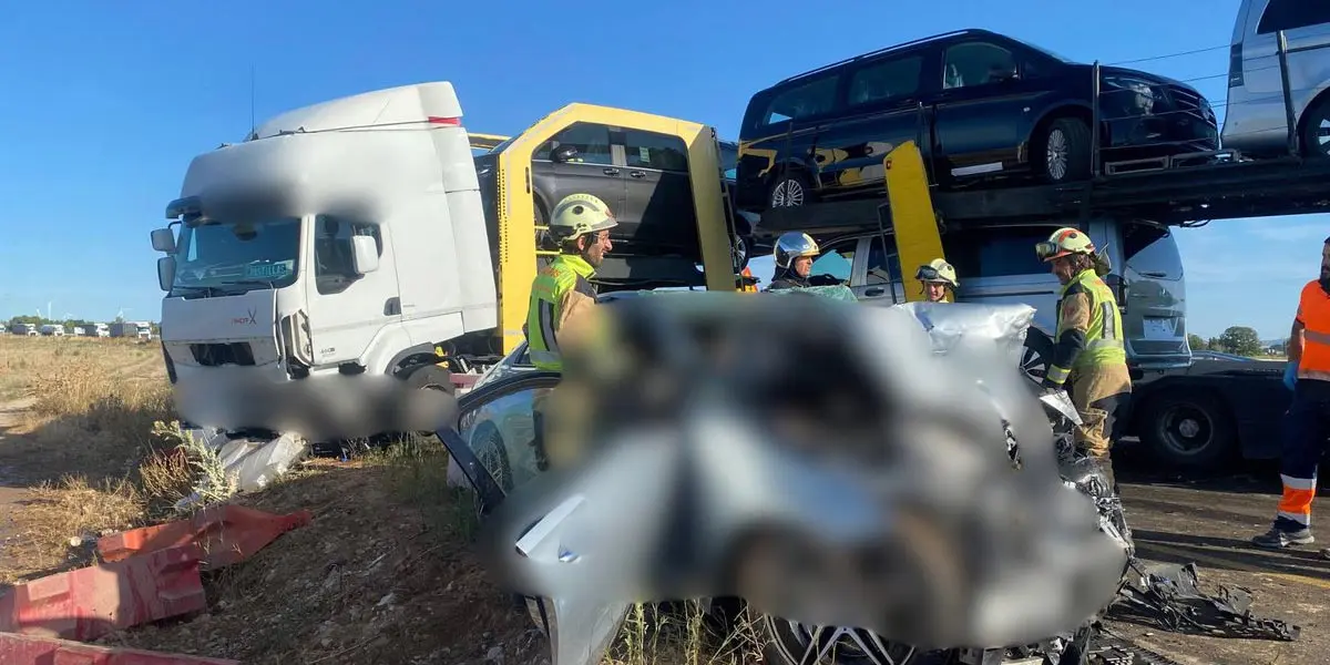 Imagen del lugar del accidente en la A 68, entre Mall&eacute;n y Cortes