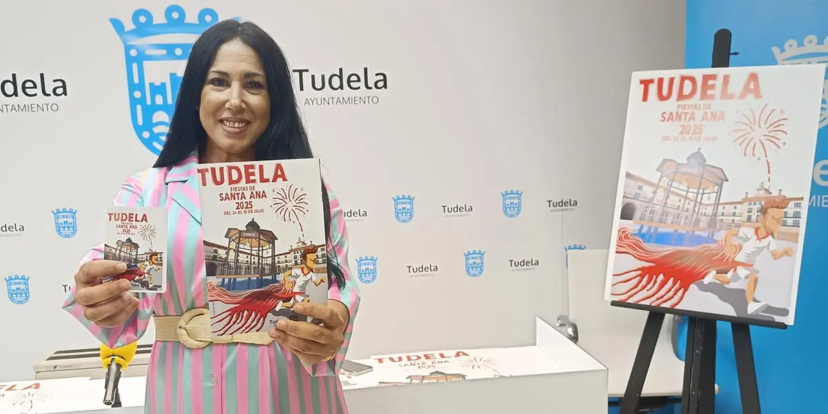 La concejal de Festejos del Ayuntamiento de Tudela, Ver&oacute;nica Gormedino, durante la presentaci&oacute;n del programa de Fiestas de Santa Ana 2025