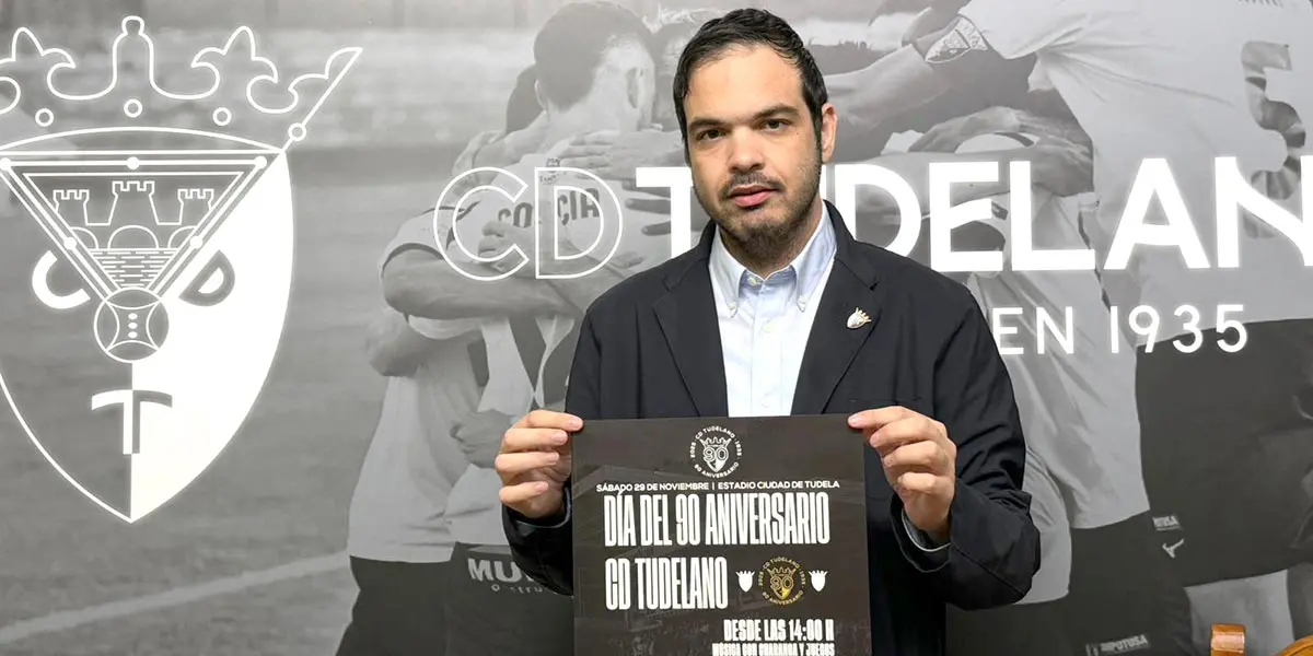 Ram&oacute;n L&aacute;zaro anunci&oacute; en rueda de prensa la celebraci&oacute;n del 90 aniversario del CD Tudelano con fiesta, homenajes y entrada gratuita al partido ante el N&aacute;xara