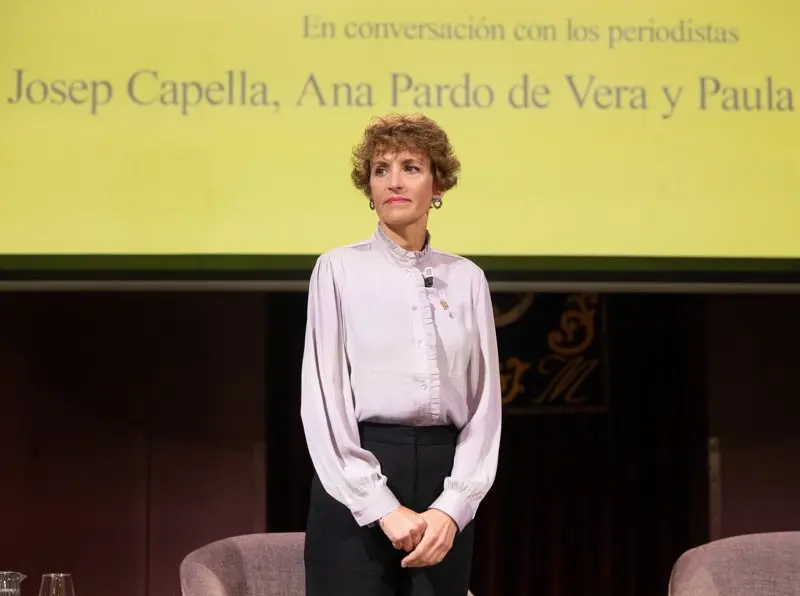 La presidenta del Gobierno de Navarra, Mar&iacute;a Chivite, durante un desayuno informativo, en el Ateneo de Madrid, a 23 de marzo de 2026, en Madrid (Espa&ntilde;a).