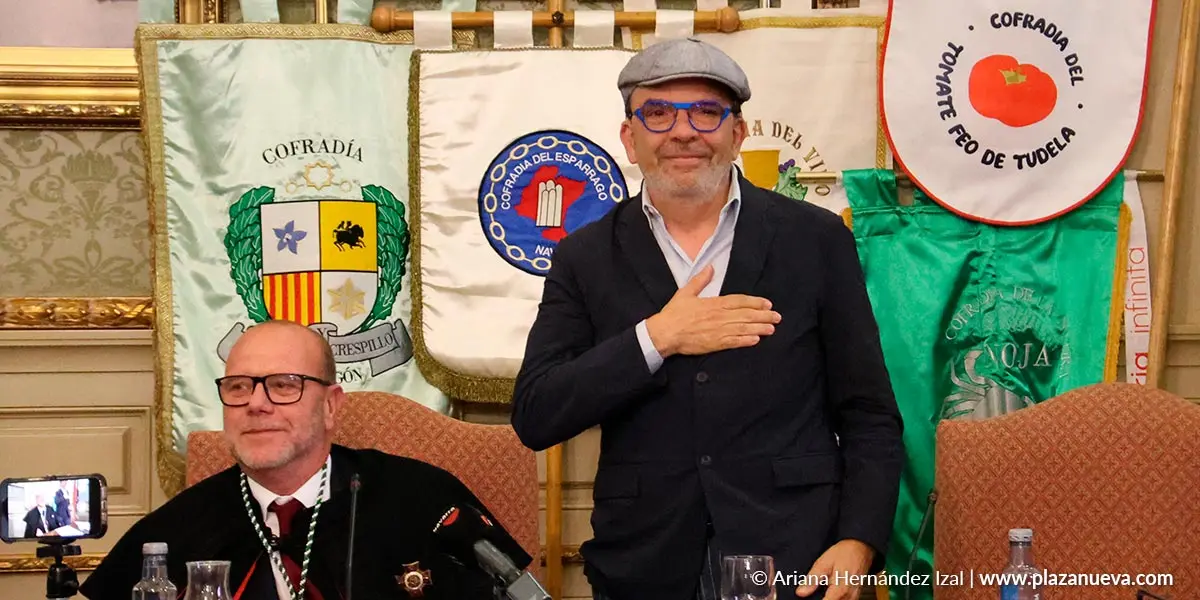 El chef de Azagra, Jes&uacute;s S&aacute;nchez Sainz, agradecido tras su nombramiento como pregonero y Caballero de Honor de las Fiestas de la Verdura de Tudela.