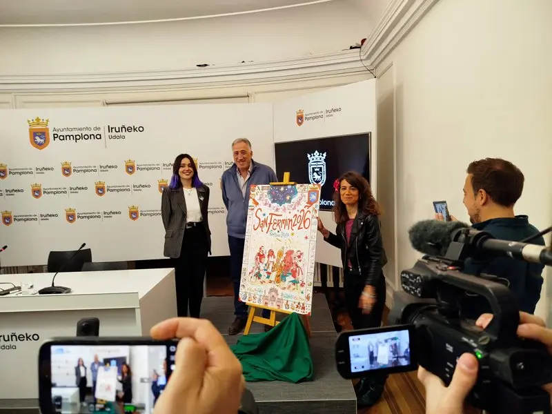 La Cuadrilla', de la autora Marta Garatea, cartel anunciador de las fiestas de San Ferm&iacute;n 2026