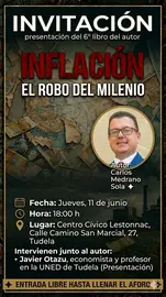 Presentaci&oacute;n de libro en Tudela 'Inflaci&oacute;n. El robo del milenio' de Carlos Medrano Sola