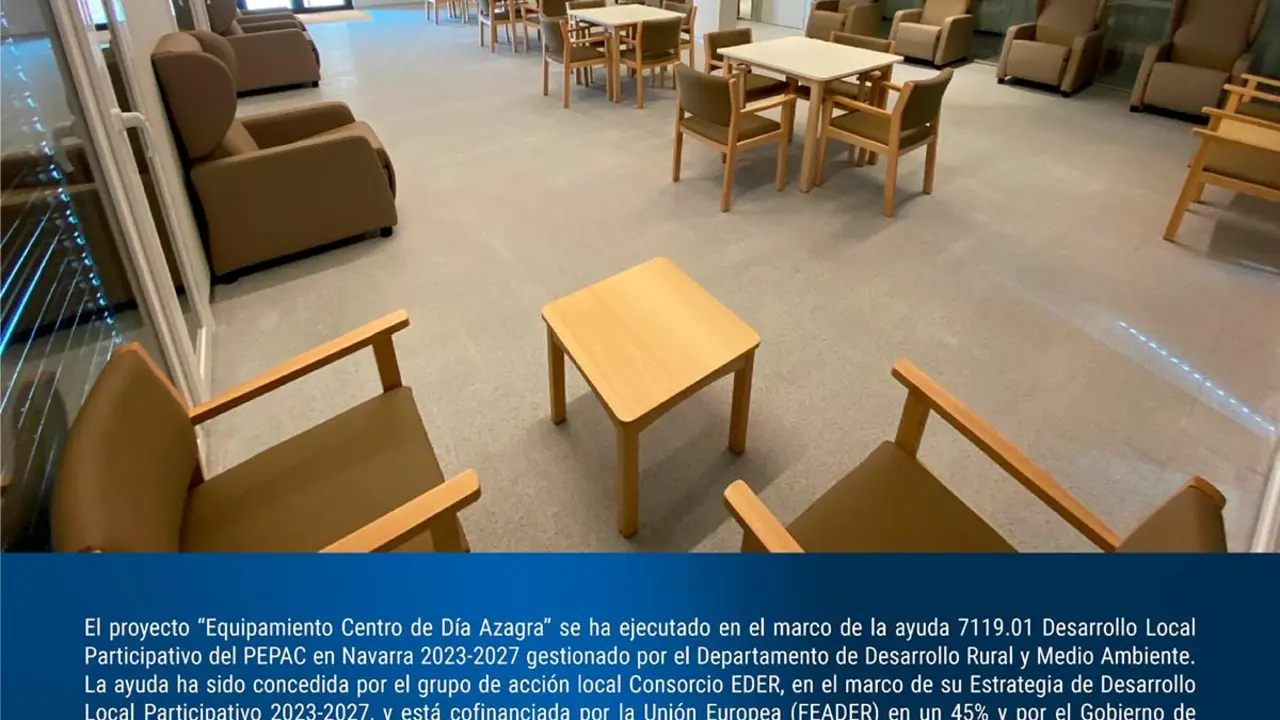 El nuevo Centro de D&iacute;a de Azagra cuenta con 30 plazas y dispone de una amplia variedad de espacios adaptados para garantizar una atenci&oacute;n adecuada y personalizada