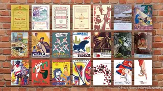 Evoluci&oacute;n de los carteles de fiestas, cada cinco a&ntilde;os, desde 1914 hasta 2015