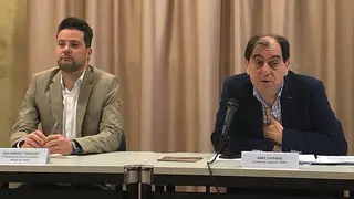 Alejandro Toquero, alcalde de Tudela y Abel Casado, gerente del Consorcio Eder