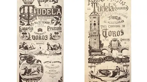 Carteles de los a&ntilde;os 1882 y 1883, los toros eran de ganaderos de la zona.