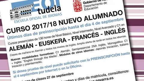 Curso 2017:18 de la Escuela Oficial de Idiomas de Tudela