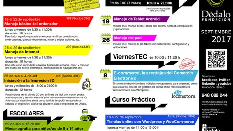 Actividades de Fundaci&oacute;n D&eacute;dalo para septiembre