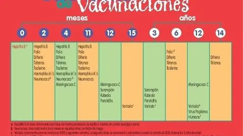 El nuevo calendario de vacunaciones, que entra en vigor en el 2017