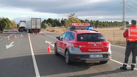 Accidente en la N-113 a su paso por Corella