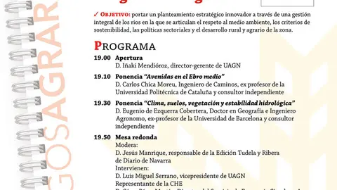 Di&aacute;logos Agrarios 2018 en Tudela Prevenci&oacute;n de riadas a trav&eacute;s de una gesti&oacute;n integral