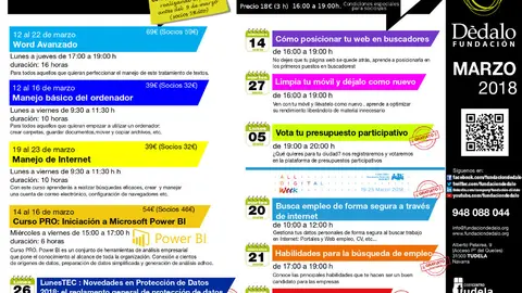 Actividades marzo Fundaci&oacute;n D&eacute;dalo de Tudela
