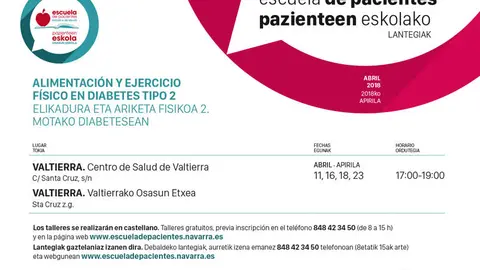 Taller en Valtierra 'Alimentaci&oacute;n y ejercicio f&iacute;sico en Diabetes tipo 2' de la Escuela de Pacientes