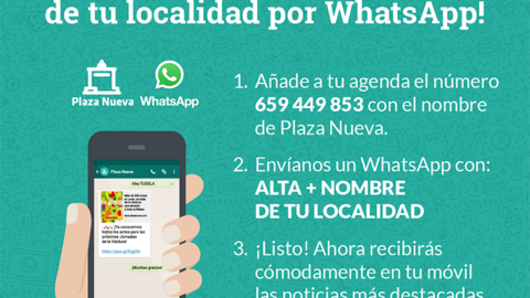 Recibe las noticias de tu localidad por WhatsApp