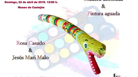 El museo y los ni&ntilde;os en Castej&oacute;n Maderas decoradas y pintura aguada con Rosa Casado y Jes&uacute;s M&ordf; Malo