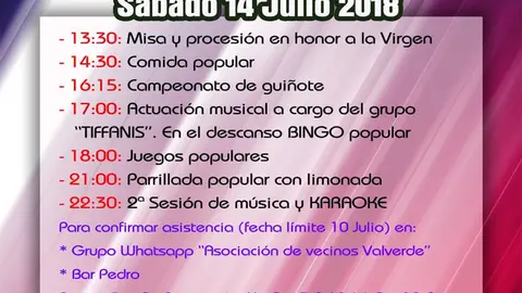 Fiestas de la Virgen del Carmen 2018 en Valverde de &Aacute;greda